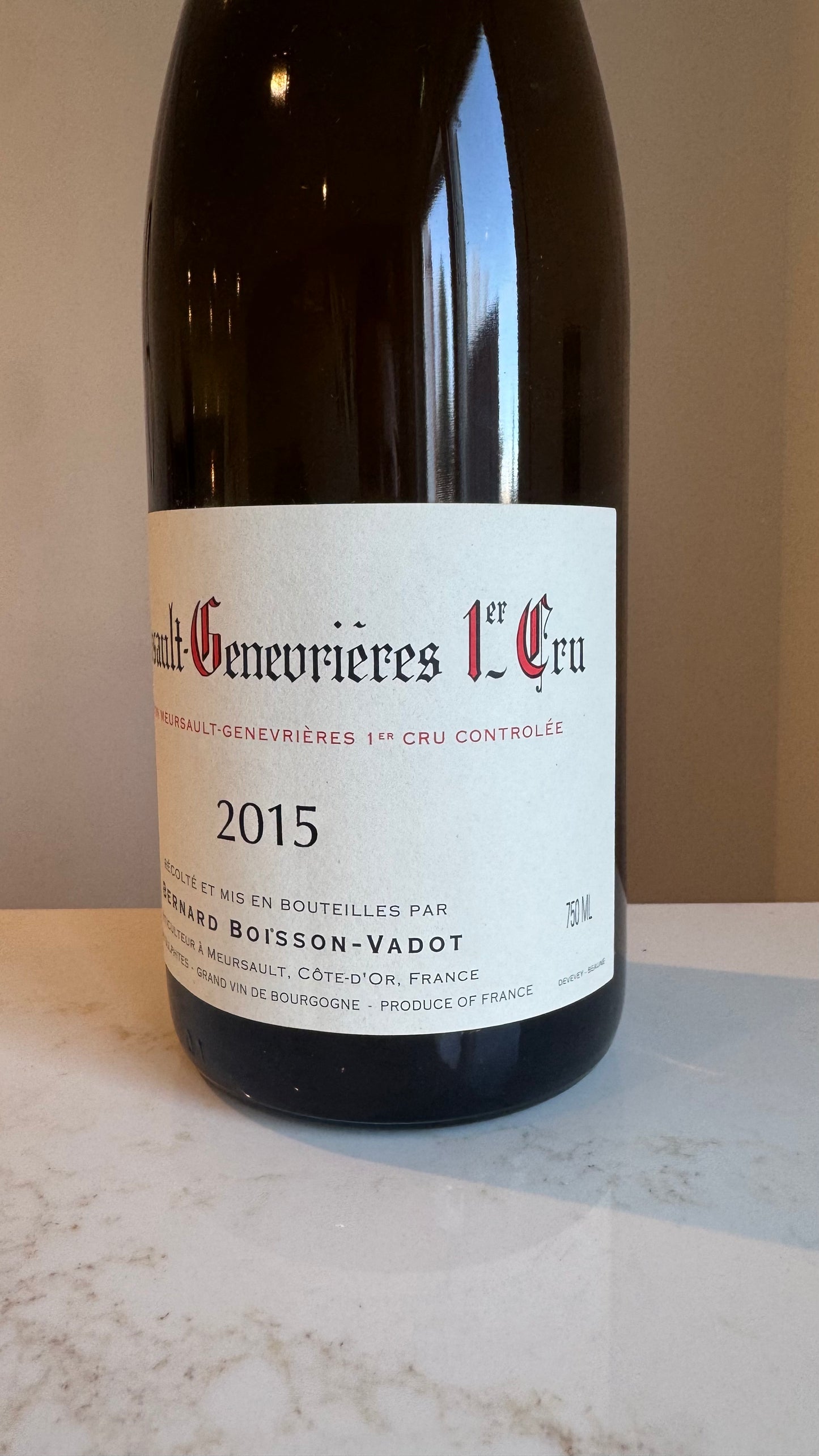 Domaine Boisson-Vadot Meusault-Genevrières Premier Cru 2015