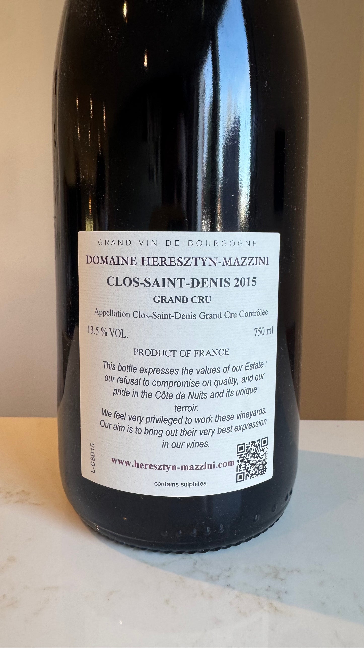 Domaine Heresztyn-Mazzini Clos-Saint-Denis Grand Cru 2015